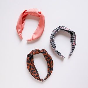 H&M Accessories - H&M Pink, Plaid & Leopard Satin Headband Set H&M Accessories - H&M Pink, Plaid & Leopard Satin Headband Set